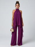 Conjunto Mónaco — Top halter y pantalón fluido de invitada — conjunto invitada halter pantalon elegante 1