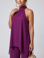 Conjunto Mónaco — Top halter y pantalón fluido de invitada — conjunto invitada halter pantalon elegante 3