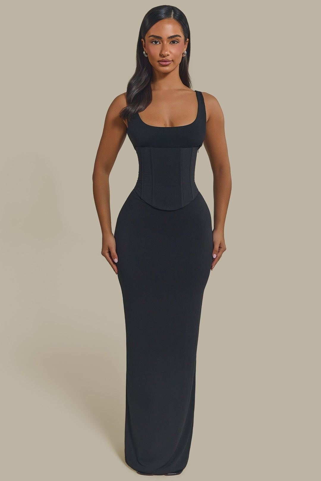 Vestido largo bodycon negro