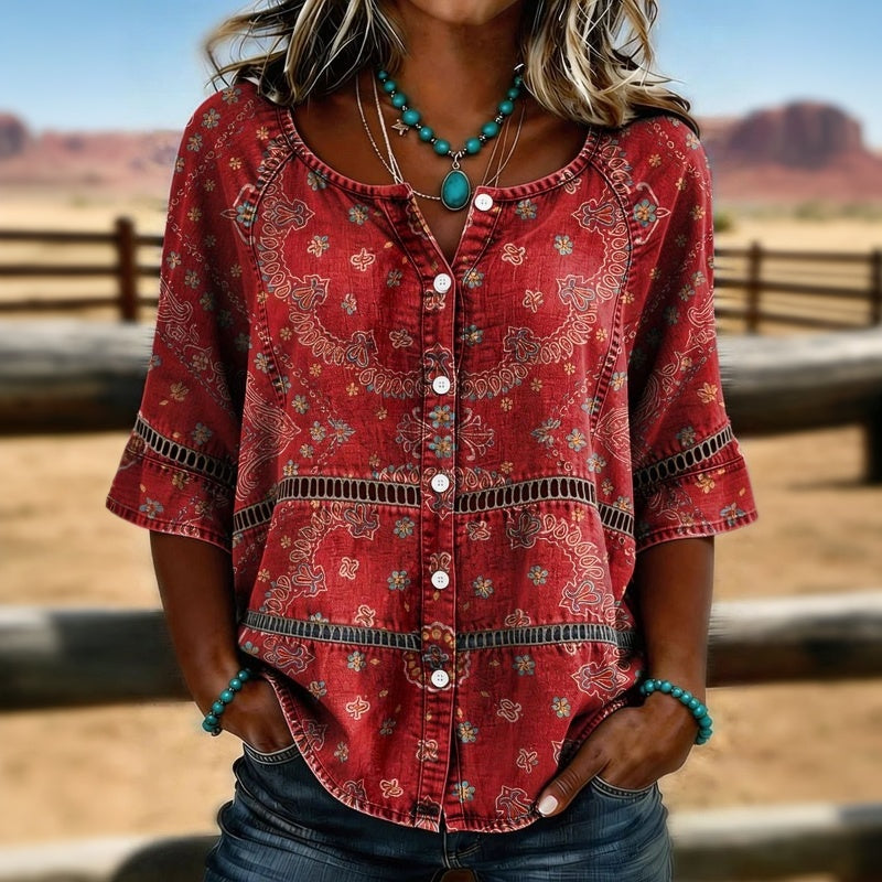 Blusa Elena étnica boho roja