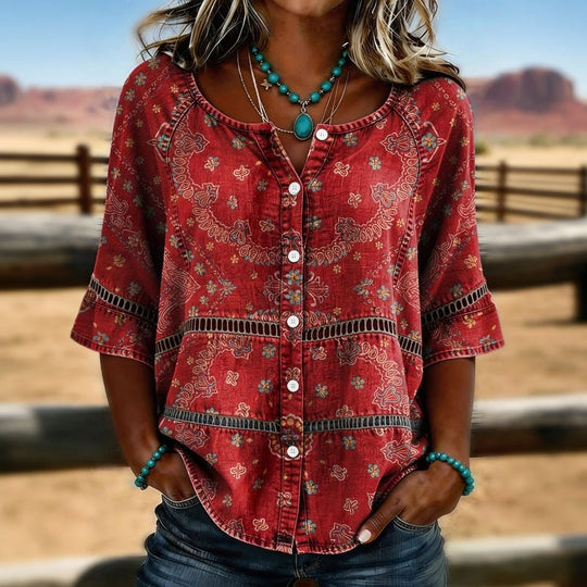 Blusa Elena étnica boho roja
