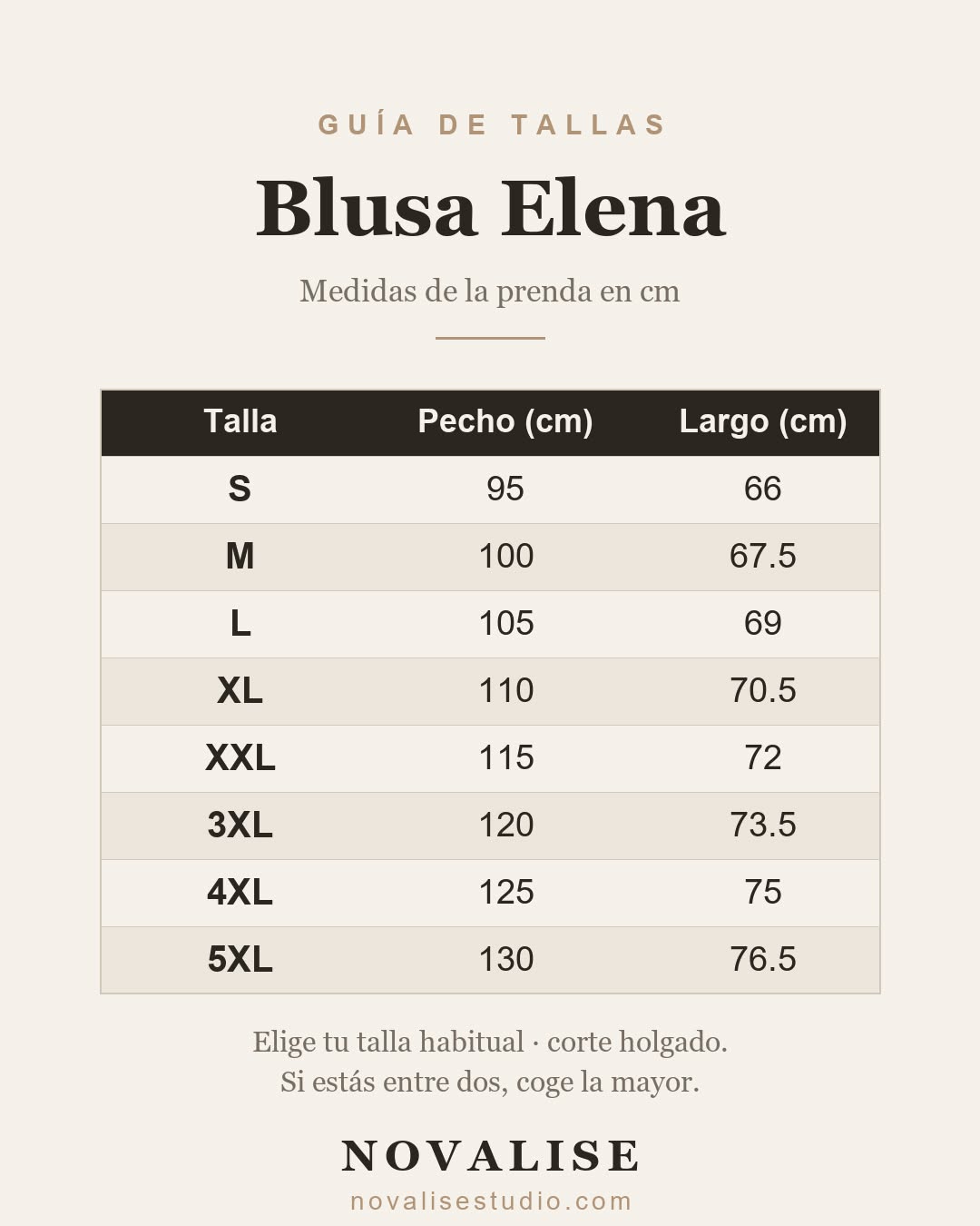 Guía de tallas — Blusa Elena