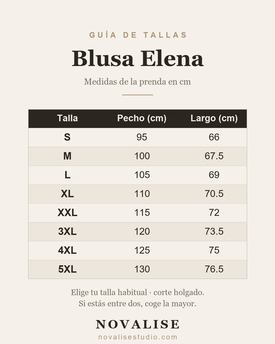 Guía de tallas — Blusa Elena