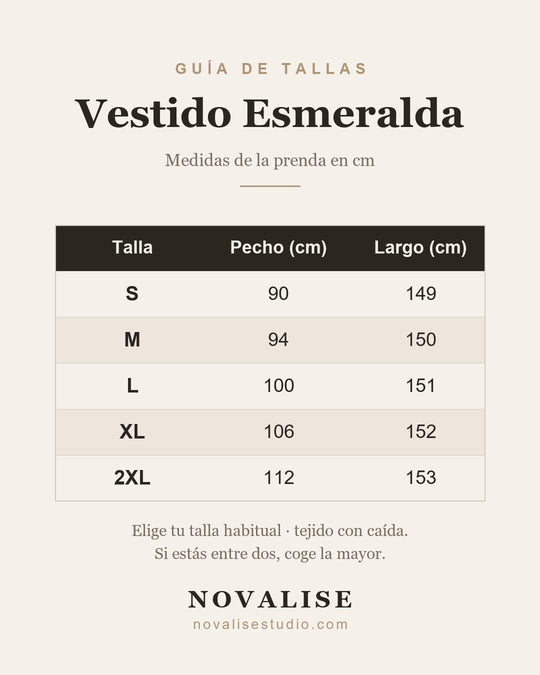 Guía de tallas — Vestido Esmeralda