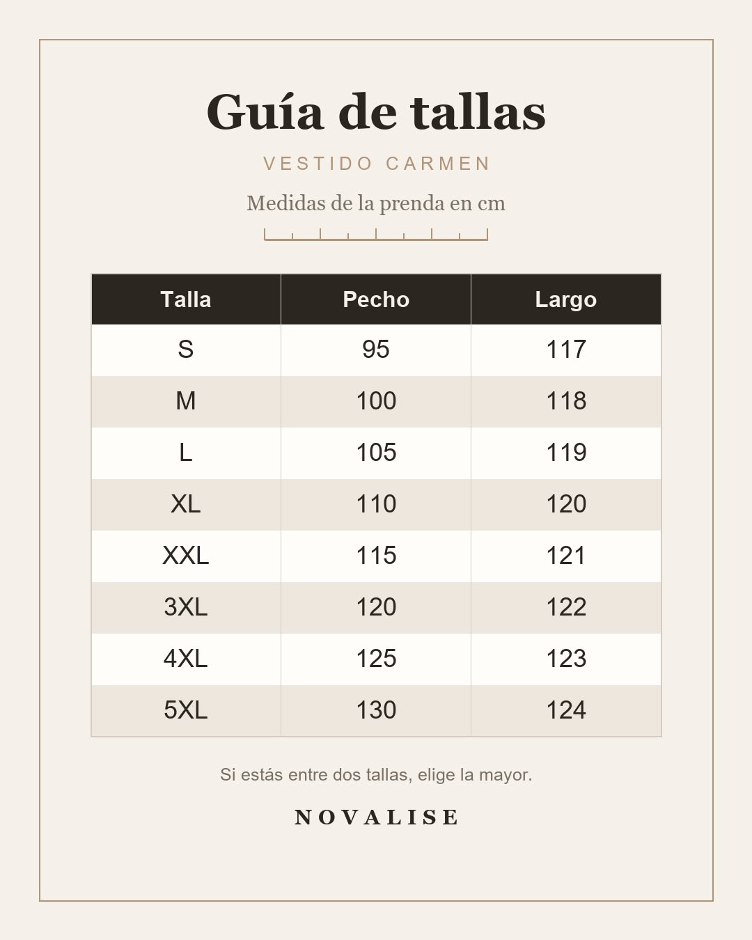 Guía de tallas — Vestido Carmen