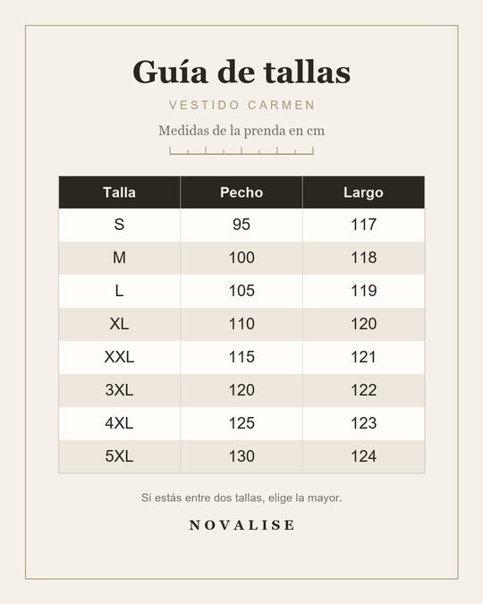 Guía de tallas — Vestido Carmen