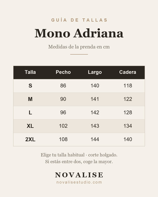 Guía de tallas — Mono Adriana