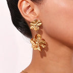 Gold Flower Earrings - foto 5